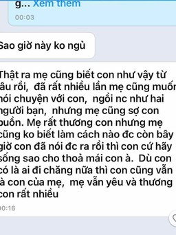 Dòng tin nhắn xúc động mẹ gửi khi con trai công khai giới tính