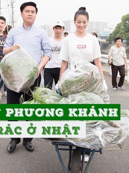 Hoa hậu Phương Khánh thu dọn cỏ dại, rác thải ở Nhật Bản