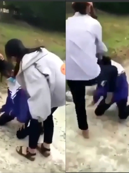 Xôn xao clip 2 nữ sinh đánh đập 1 nữ sinh khác, bắt quỳ xin lỗi
