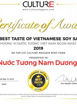 Nam Dương được vinh danh là ‘Hương vị nước tương Việt Nam ngon nhất năm 2019’
