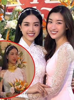 Á hậu Thúy An đeo vàng nặng trĩu cổ trong lễ cưới tại Kiên Giang