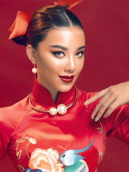 Á hậu Kim Duyên giảm cân làm người mẫu áo dài xuân