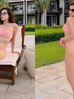 Đỗ Thị Hà diện bikini khoe chân dài 1,11m