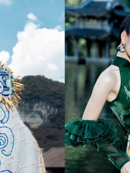 Hoa hậu Lý Kim Thảo diện áo dài cách điệu khoe sắc giữa Tràng An