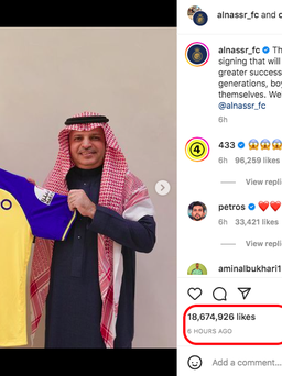 Cristiano Ronaldo 'rót' gần 2 triệu theo dõi trang Instagram cho Al-Nassr