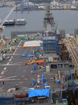 Nhật Bản gần hoàn tất cải tạo tàu JS Kaga để mang theo chiến đấu cơ tàng hình