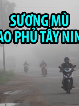 Sương mù giăng phủ dày đặc tại thành phố Tây Ninh