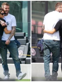 Vợ chồng David Beckham ‘khóa môi’ ngọt ngào ở Mỹ