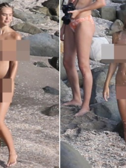 Chân dài người Mỹ gây sốc khi khỏa thân trên bãi biển