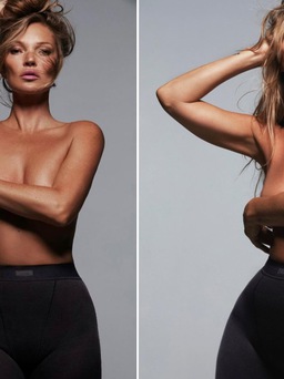 Kate Moss bán nude táo bạo làm mẫu cho thương hiệu nội y của Kim Kardashian