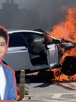 Lâm Chí Dĩnh và con trai gặp tai nạn, xe hơi bốc cháy dữ dội