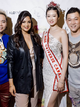 Đương kim Hoa hậu Hoàn vũ đến dự show thời trang của NTK Việt