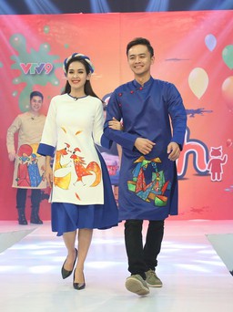 Tú Vi - Văn Anh diện áo dài đôi làm giám khảo khách mời 'Siêu mẫu nhí'
