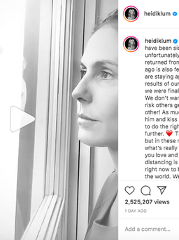 Siêu mẫu Heidi Klum hôn chồng qua cửa kính vì bị cách ly