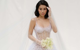 Fashionista Tiên Nguyễn mặc váy cưới Việt trên tạp chí thời trang Ý