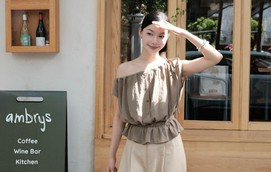 Hè này, cứ diện quần ống rộng màu be là chuẩn gu thanh lịch