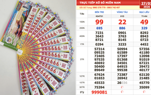 Xổ số miền Nam ngày 27 tháng 1: Truy tìm vé có dãy số đẹp 999999, 222222