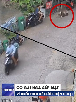 Cô gái đi mời đám cưới ngã sấp mặt khi đuổi theo kẻ giật điện thoại