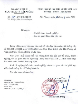 Thu hồi thông báo rà soát việc sử dụng hóa đơn GTGT của 18 doanh nghiệp