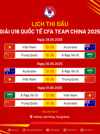 Lịch thi đấu U.16 Việt Nam mới nhất: Chạm trán Trung Quốc, Úc khi nào?