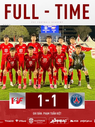 Nóng: PVF xuất sắc hòa PSG nhờ bàn thắng giống Đình Bắc, tiếp lửa U.23 Việt Nam