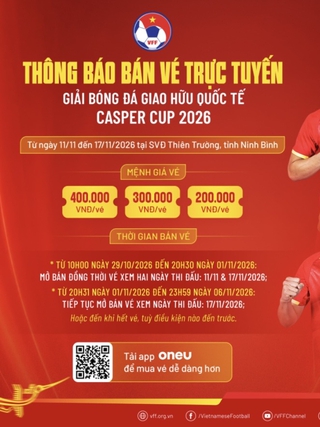 Đội tuyển Việt Nam quyết nâng hạng FIFA: Vé xem đấu Đài Loan và Kyrgyzstan bán trực tuyến giá rất mềm