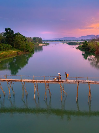 Khoảnh khắc bình yên nơi cây cầu tre độc đáo ở Đà Nẵng