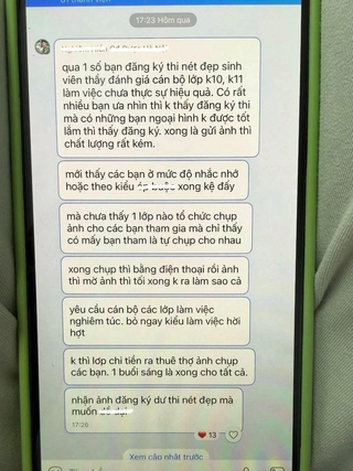 Xôn xao tin nhắn của giảng viên được cho là miệt thị ngoại hình sinh viên
