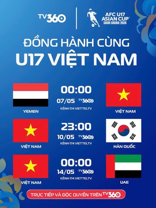 Lịch thi đấu U.17 Việt Nam mới nhất: Đá Hàn Quốc và UAE đều khung giờ ‘hiểm’, trực tiếp kênh nào?