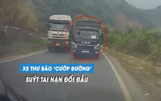 Xe thư báo 'cướp làn' vượt ẩu, ép ô tô khác vào lề đường