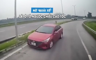 Nữ tài xế lái xe chạy ngược chiều, bị ép quay đầu trên cao tốc