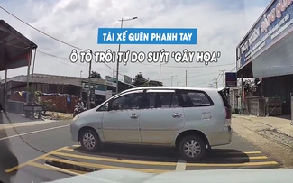 Ô tô trôi tự do ra đường suýt gây họa vì tài xế... quên kéo phanh tay