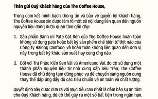 Vụ Công ty Đồ hộp Hạ Long: The Coffee House ra thông báo mới