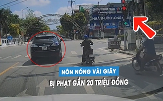 Nôn nóng vài giây vượt đèn đỏ, tài xế ô tô bị phạt gần 20 triệu Nôn nóng vài giây vượt đèn đỏ, tài xế ô tô bị phạt gần 20 triệu