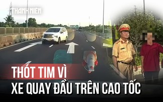 Tài xế quay đầu xe, đi ngược chiều cực kỳ nguy hiểm trên cao tốc