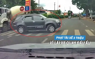 Tài xế bị phạt vì lái ô tô quay đầu trên vạch kẻ cho người đi bộ