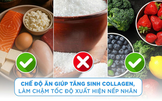Chế độ ăn giúp tăng sinh collagen, làm chậm tốc độ xuất hiện nếp nhăn