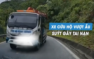Xe cứu hộ vượt 'như tự sát', suýt gây tai nạn đối đầu trên đèo