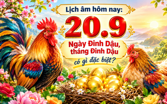 Lịch âm hôm nay 20.9: Ngày Đinh Dậu, tháng Đinh Dậu, năm Bính Ngọ Lịch âm hôm nay 20.9: Ngày Đinh Dậu, tháng Đinh Dậu, năm Bính Ngọ