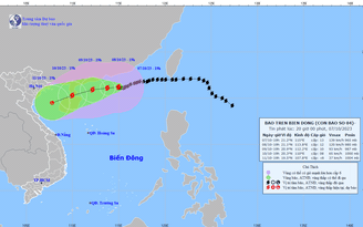 Bão số 4 vào vịnh Bắc bộ sẽ suy yếu nhanh thành vùng thấp