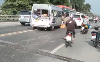 Tai nạn ở Tiền Giang: 3 xe tông liên hoàn, giao thông ùn ứ trên QL1