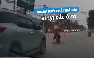 ‘Ninja’ xe đạp điện suýt chết vì tạt đầu ô tô: Dân mạng phẫn nộ