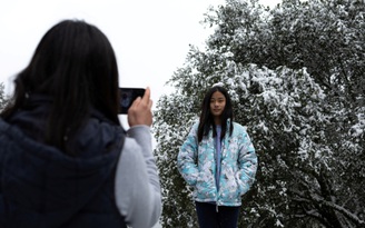 Lần đầu tuyết rơi sau nhiều năm, người California hân hoan lên núi chụp ảnh