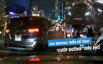 Phẫn nộ xe Kia Sedona 'biển số tỉnh' chạy ẩu, 'cướp đường' ô tô khác trên phố