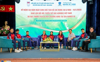 Sau 5 HCV SEA Games 32, tuyển aerobic Việt Nam về nước giao lưu với sinh viên