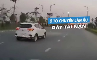 Tài xế ô tô con đánh lái chuyển làn đường 'nhanh như điện', gây tai nạn khó hiểu