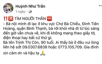 Cụ bà 90 tuổi ở TP.HCM rời nhà rồi biệt tích: Con cháu tìm sáng đêm