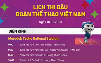 Lịch thi đấu đoàn Việt Nam tại SEA Games 32 ngày 10.5.2023, Trần Hưng Nguyên sẽ tỏa sáng