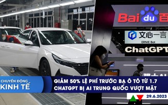 CHUYỂN ĐỘNG KINH TẾ ngày 29.6: Giảm 50% lệ phí trước bạ ô tô | Baidu tuyên bố AI tự làm ‘ngon’ hơn ChatGPT