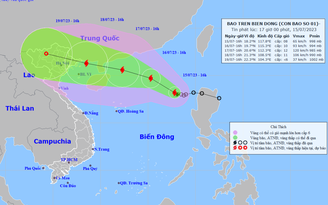 Bão số 1 đang hướng vào đất liền nước ta
